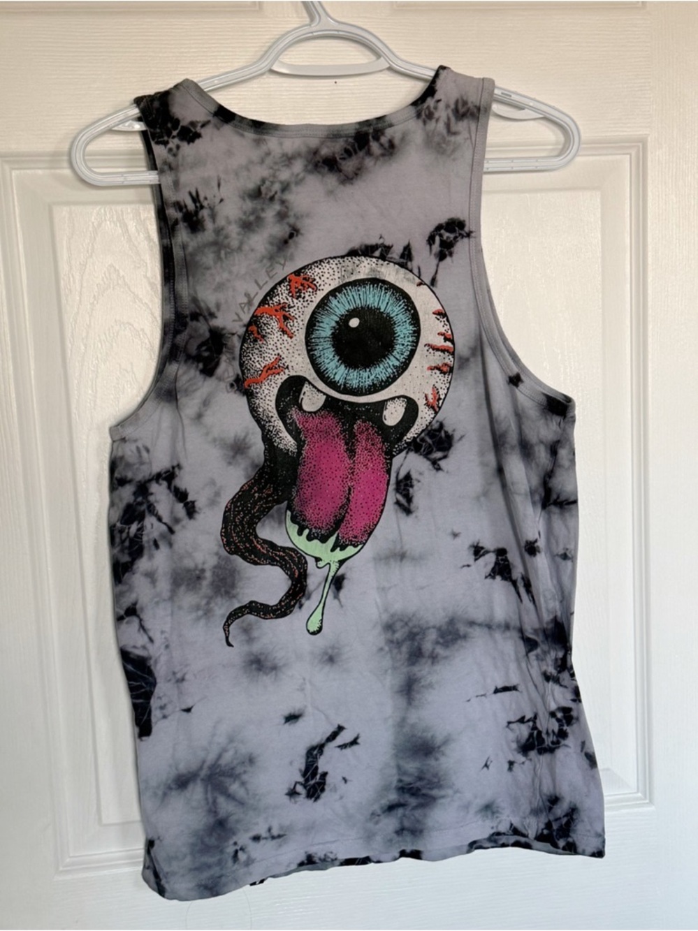 Tie-Dye Black & Gray Tank Top with Eyeball Patch